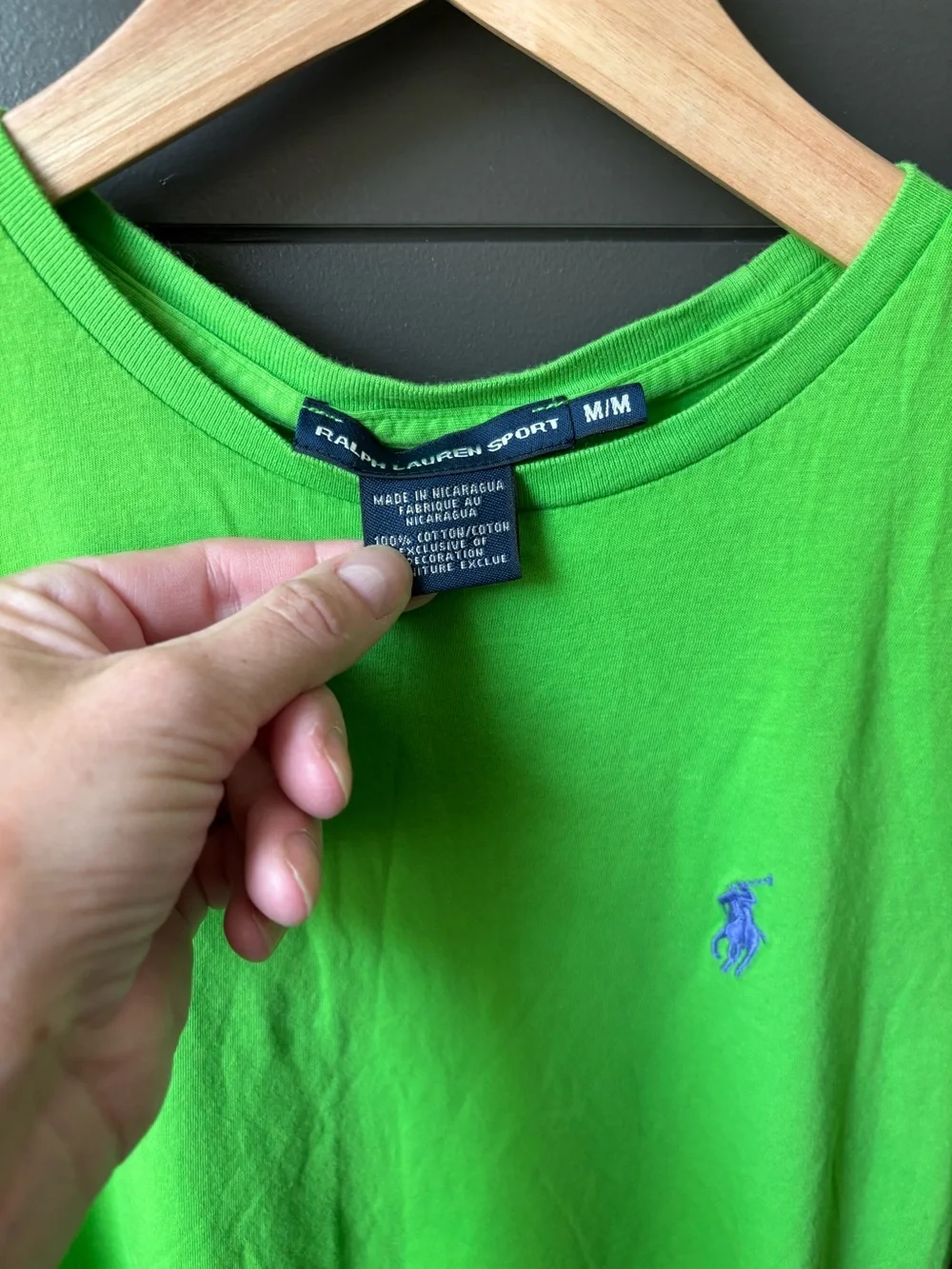 Polo Ralph Lauren Green Crewneck Tee with Blue Pony Youth Medium